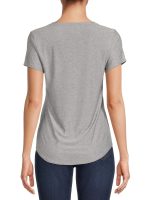 No Boundaries Women's Junior's Brushed V-Neck Short Sleeve T-Shirt - Image 4