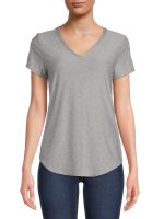 No Boundaries Women's Junior's Brushed V-Neck Short Sleeve T-Shirt