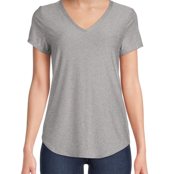 No Boundaries Women's Junior's Brushed V-Neck Short Sleeve T-Shirt